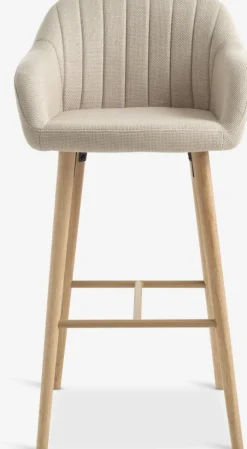 ADSLEVChaise de bar ADSLEV tissu beige/coloris chêne naturel