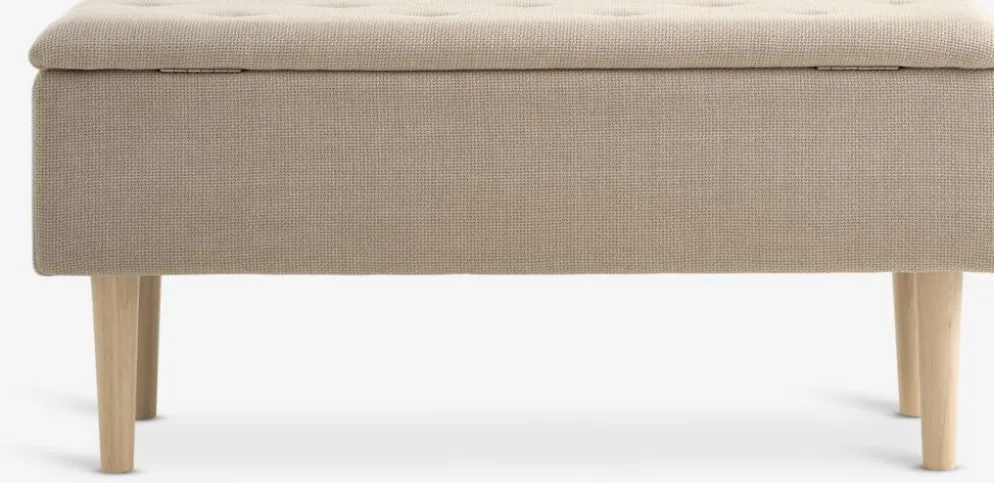 BADSTEDBanc BADSTED a/rangement tissu beige/coloris chêne