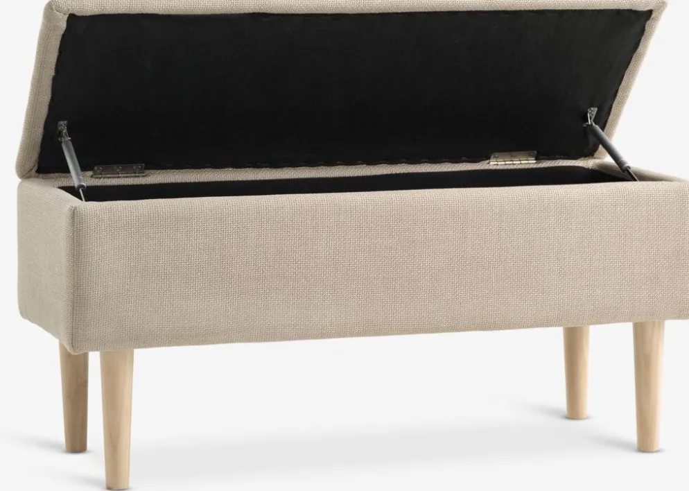 BADSTEDBanc BADSTED a/rangement tissu beige/coloris chêne