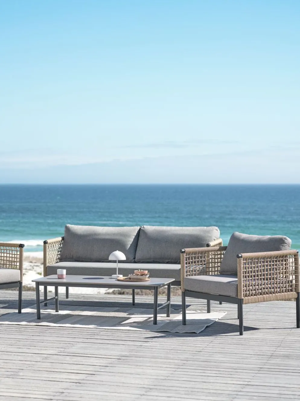 BAMLEEnsemble lounge BAMLE 4,5 personnes séchage rapide gris
