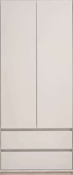 BILLUNDArmoire BILLUND 80x193 2 portes 2 tir. colo. travertin/beige