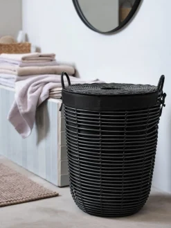 ELIFPanier à linge ELIF Ø40xH56cm noir a/couvercle