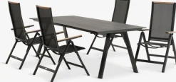 FAUSING + BREDSTENFAUSING L220 table + 4 BREDSTEN chaises noir