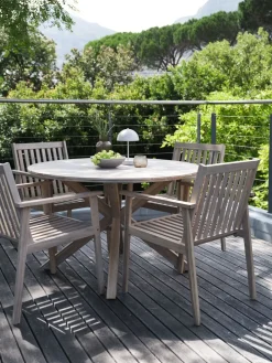 FUGLSAND + RADSTEDFUGLSAND Ø120 + 4 RADSTED chaises acacia massif