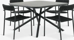 GOTHENBURG + TRILLEVALLENGOTHENBURG L120 table gris + 4 TRILLEVALLEN chaises noir