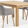 HAGE + ADSLEVHAGE L150 table chêne naturel+ 4 ADSLEV chaises velours gris