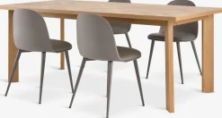 HARESKOV + ULDALHARESKOV L200 table coloris chêne + 4 ULDAL chaises brun