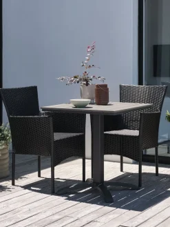 HOBRO + AIDTHOBRO L70 table gris + 2 AIDT chaises noir