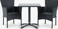 HOBRO + AIDTHOBRO L70 table + 2 AIDT chaises noir