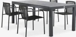 HSTEHAVE + KRISTIANSTADHESTEHAVE L205/275 table noir + 4 KRISTIANSTAD chaises vert