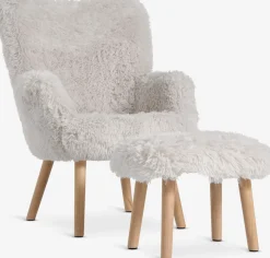 HVILSTEDFauteuil a/repose-pieds HVILSTED tissu teddy blanc ca./nat.