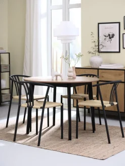 JEGIND + JYDERUPJEGIND Ø105 table colo. chêne + 4 JYDERUP chaises noir/nat