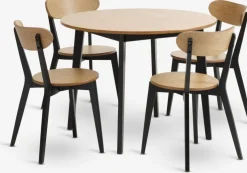 JEGINDJEGIND Ø105 table + 4 JEGIND chaises coloris chêne nat./noir