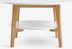 JEGINDTable basse JEGIND Ø80 1 tablette blanc/coloris chêne nat.