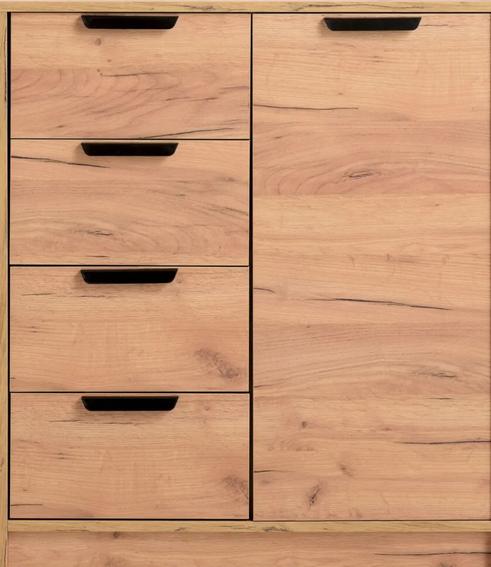 JENSLEVCommode 4 tiroirs 1 porte JENSLEV coloris chêne naturel