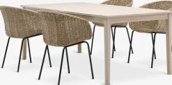 KOLLEN + TUERNEKOLLEN L205 table acacia + 4 TUERNE chaises naturel