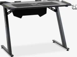 LINDHOLMGoldBureau gaming LINDHOLM a/LED et porte-gobelet noir