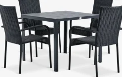 MADERUP + GUDHJEMMADERUP L90 table + 4 GUDHJEM chaises noir
