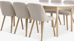MARSTRAND + ADSLEVMARSTRAND Ø110 table blanc + 4 ADSLEV sans accoudoirs beige