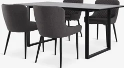 MOSELUND + PEBRINGEMOSELUND L180 table céramique + 4 PEBRINGE chaises gris/noir