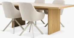 MUNKEBY + ROSTRUPMUNKEBY L220 table colo. chêne + 4 ROSTRUP chaises beige
