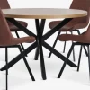 NORTOFT + HYGUMNORTOFT Ø120 table coloris chêne + 4 HYGUM chaises cognac