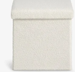 NYSTEDPouf NYSTED 38x38 a/rangement tissu teddy blanc cassé