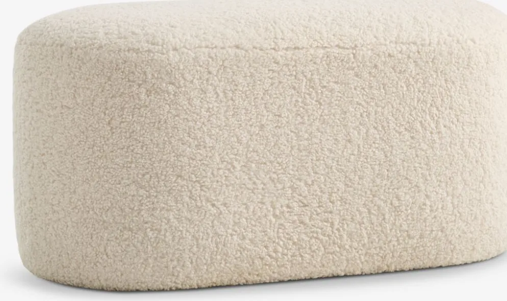 OREBOPouf OREBO 84x45 tissu teddy blanc cassé