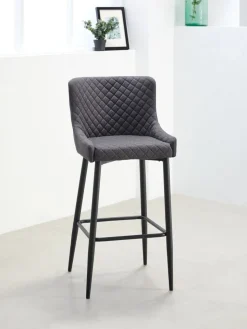 PEBRINGEChaise de bar PEBRINGE avec dossier tissu gris/noir