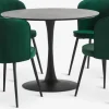 RINGSTED + RISSKOVRINGSTED Ø100 table noir + 4 RISSKOV chaises vert foncé