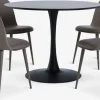 RINGSTED + ULDALRINGSTED Ø100 table noir + 4 ULDAL chaises brun