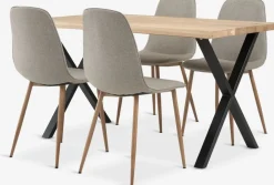 ROSLEV + BISTRUPROSLEV L140 table chêne naturel + 4 BISTRUP chaises sable