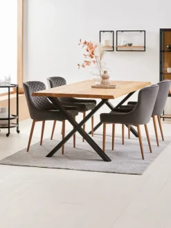 ROSLEVTable ROSLEV 95x200 chêne naturel/noir