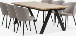 SANDBY + RISSKOVSANDBY L210 table chêne naturel + 4 RISSKOV chaises gris c.