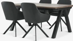 SANDBY + ROSTRUPSANDBY L160 table chêne foncé + 4 ROSTRUP chaises noir