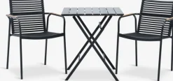 SANDVIKA + NABESANDVIKA L65 table + 2 NABE chaises noir