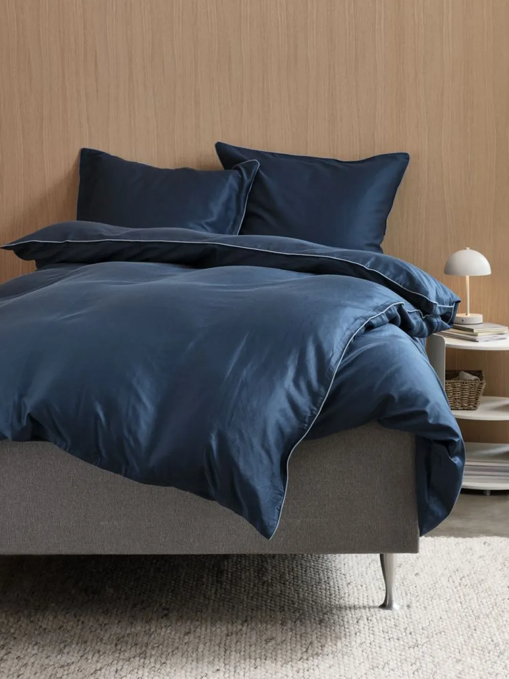 SANNAGoldParure de lit Satin SANNA 240x220 bleu foncé
