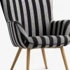 SIMESTEDFauteuil SIMESTED rayures tissu noir/beige