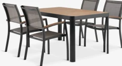 SIRDAL + SIRDALSIRDAL L149 table eucalyptus + 4 SIRDAL chaises gris