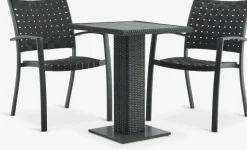 THY + GLOMFJORDTHY L60 table + 2 GLOMFJORD chaises noir