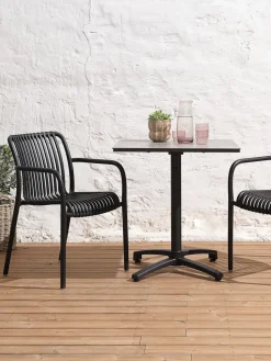 TIPMOSE + NABBENTIPMOSE L70 table gris + 2 NABBEN chaises noir