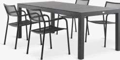 TYDAL + HEMSEDALTYDAL L208/272 table + 4 HEMSEDAL chaises noir