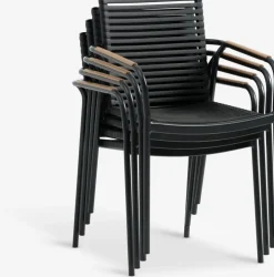 UDBYNEDER + NABEUDBYNEDER Ø120 table teck + 4 NABE chaises noir