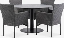 VAMDRUP + AIDTVAMDRUP Ø120 table + 4 AIDT chaises gris