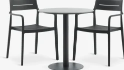 VAMDRUP + INGSTRUPVAMDRUP Ø70 table gris + 2 INGSTRUP chaises noir