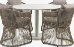 VAMDRUP + STORDALENVAMDRUP Ø120 table beige + 4 STORDALEN chaises naturel