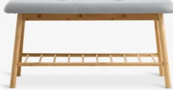 VANDSTEDBanc VANDSTED a/étagère tissu gris/bambou